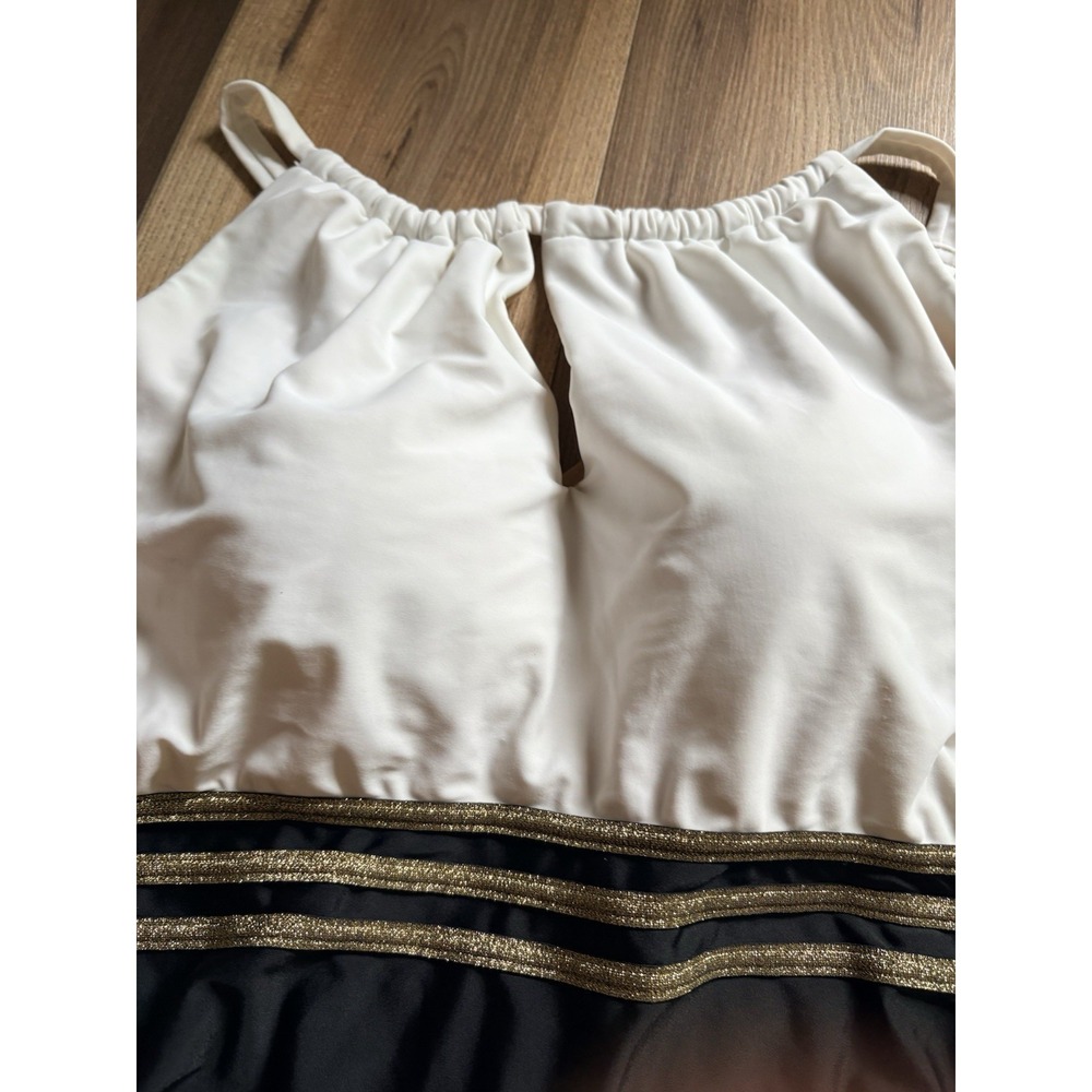 Swim By Cacique Tankini Top Black White Women's 20 Plus Padded - Picture 2 of 6